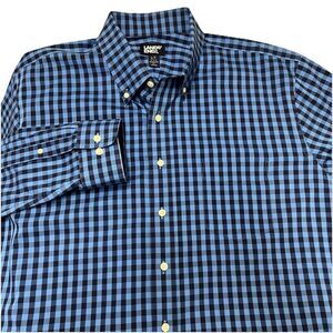 Lands’ End Traditional Blue Check Long Sleeve Button Down Shirt Size L/T 16-16.5